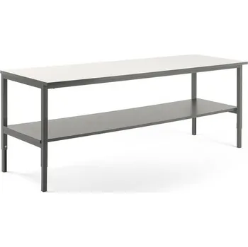 Dílenský stůl Pracovní stůl CARGO, se spodní policí, 2500x750 mm, bílá deska, šedý rám