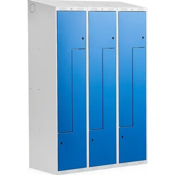 Šatní skříň Šatní skříňka CLASSIC Z, šikmá střecha, 3 sekce, 6 dveří, 1900x1200x550 mm, modré dveře