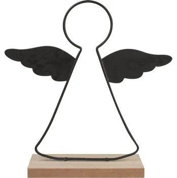 Vánoce Anděl Přerov Kovový anděl na postavení černý 20 x 20 cm
