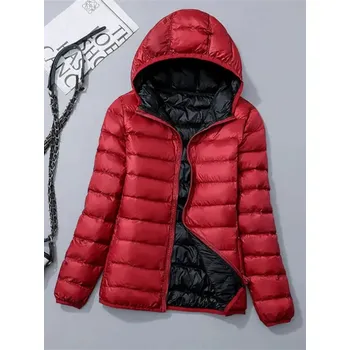 Dámská parka Oboustranná bunda s podšívkou z kachního peří Barva: Vínová, Velikost: XL