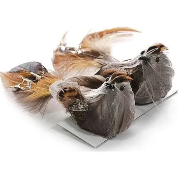 Vánoční dekorace Vánoce Ptáčátka se skřipcem MagicHome, hnědé, 15x5x5cm/pár/