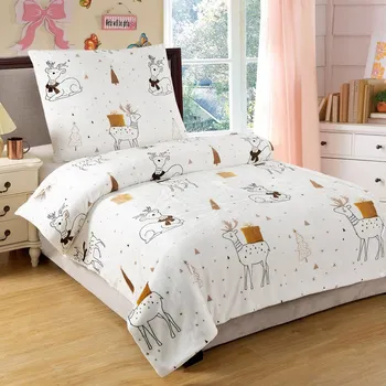 Povlečení Povlečení GOLD PRESENT, sobi s dárky na bílé, mikroflanel, 140x200cm + 70x90cm