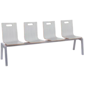 MEGAN 4, dřevěná lavice do čekárny, 4-sedák, dub sněžný, kostra stříbrná