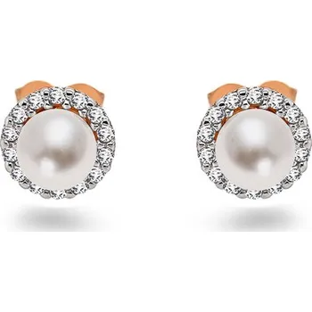 Náušnice Dámské náušnice s perlou Loreen 5mm, růžové zlato IZ5218R + dárkové balení LUXUS zdarma