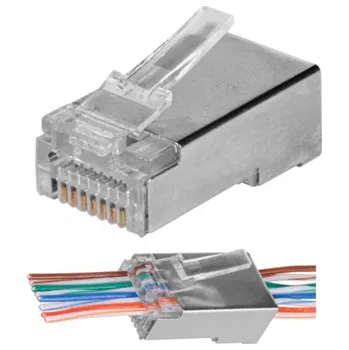 Síťový kabel Konektor NEKU FTP CAT5 RJ45 8P8C, stíněný, průchozí