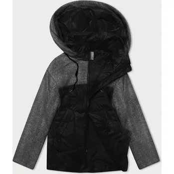 Černo-melanžová volná bunda s odepínací kapucí Vaston (SJ218-036#) odstíny černé XL (42)