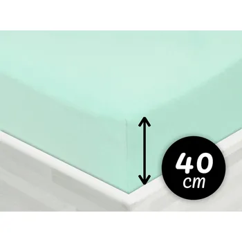 Prostěradlo Jersey napínací prostěradlo na extra vysokou matraci JR-034 Mintové 140 x 200 - výška 40 cm