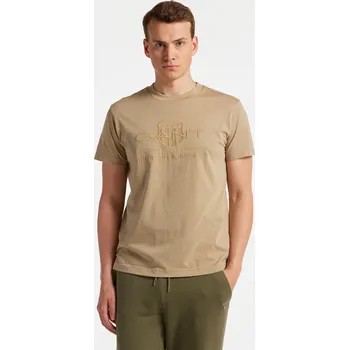 Pánské tričko TRIČKO GANT REG TONAL SHIELD SS T-SHIRT CONCRETE BEIGE