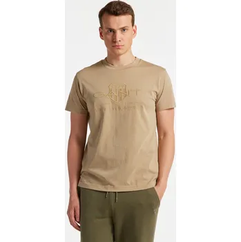 Pánské tričko TRIČKO GANT REG TONAL SHIELD SS T-SHIRT CONCRETE BEIGE