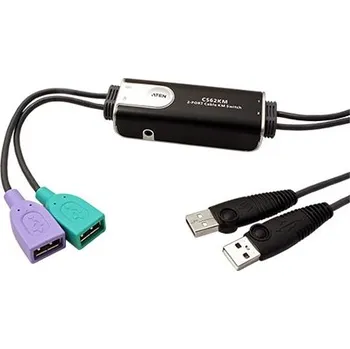 KVM přepínač Aten CS62KM, KM přepínač (USB klávesnice a myš) 2:1, USB, integrované kabely