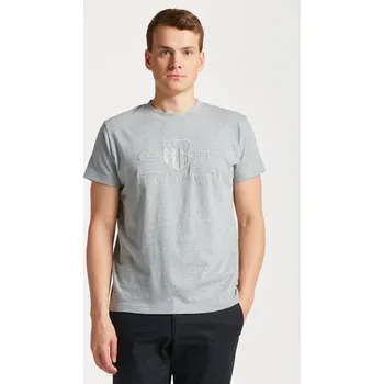 Pánské tričko TRIČKO GANT REG TONAL SHIELD SS T-SHIRT GREY MELANGE