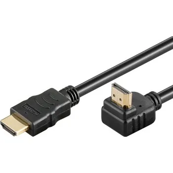 Video kabel PremiumCord HDMI 1.4 kabel, zlacený zahnutý konektor 90° 3m