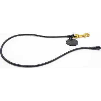 Vodítko pro psa Morko Výstavní vodítko bez poutka, kulatá černá kůže 5 mm, karabina mosaz cm: 60 cm