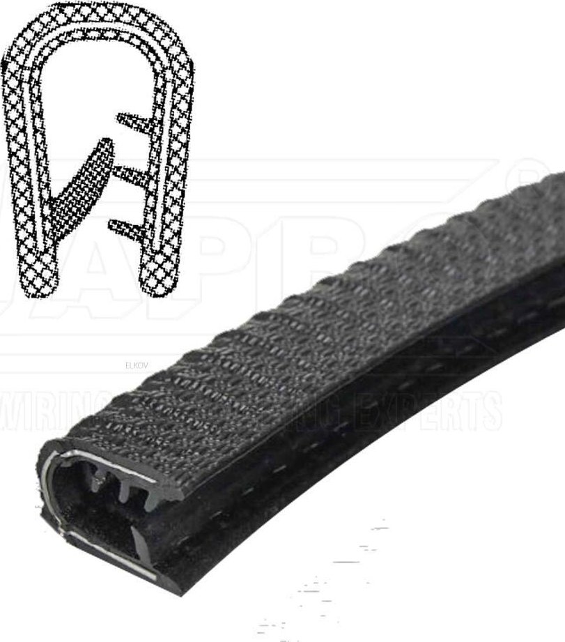 OHV-165-46 ohebná ochrana hrany plechu PVC (lemovka), s ocelovým vyztužením 4-6,1mm