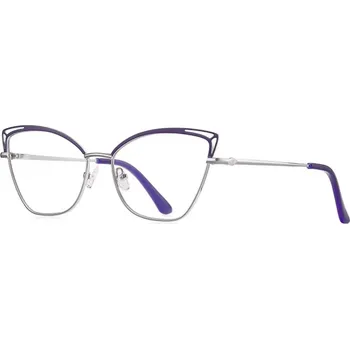 Brýlová obroučka Dámské kočičí brýle proti modrému světlu - Tmavě fialové, stříbrné