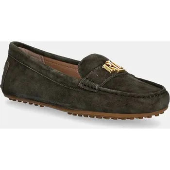 Dámské mokasíny Semišové mokasíny Lauren Ralph Lauren Barnsbury dámské, zelená barva, na plochém podpatku, 802821629024 802821629024.301 78X, EUR 38