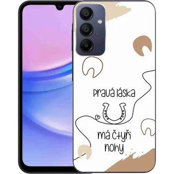 Pouzdro na mobilní telefon Gelový kryt mmCase na Samsung Galaxy A15 4G/5G - koňský motiv bílé pozadí