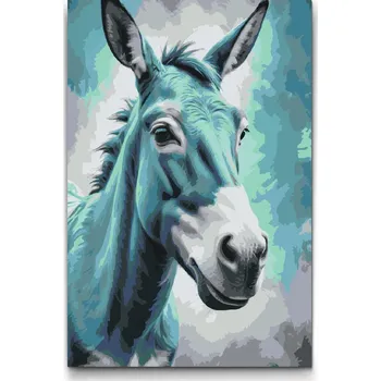 Malování podle čísel - Osel v odstínech tmavě tyrkysové Velikost: 40x60cm, Rámování: Pouze srolované plátno