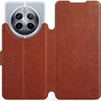 Pouzdro na mobilní telefon Flipové pouzdro Mobiwear - Realme 12 5G - Hnědé a šedé (Knížkové flip pouzdro, obal, kryt na mobil Realme 12 5G - Hnědé a šedé, materiál Umělá kůže + TPU - ochrana 360°, stojánek, silikonová vanička, magnetické zavírání)