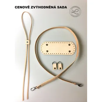 Kabelka Kožená sada na výrobu kabelky (dno, popruh, poutka, stahovací řemínek ) - přírodní barva (CENOVĚ ZVÝHODNĚNÁ KOŽENÁ SADA / Leather handbag making set (base, strap, tabs, drawstring – natural leather colour. )