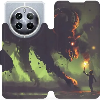 Pouzdro na mobilní telefon Flipové pouzdro Mobiwear - Realme 12 5G - VA08P Příšera a kluk s pochodní (Knížkové flip pouzdro, obal, kryt na mobil Realme 12 5G - VA08P Příšera a kluk s pochodní, materiál Umělá kůže + TPU - ochrana 360°, stojánek, silikonová vanička, magnetické zavírá