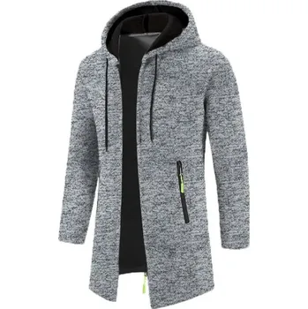 Pánský svetr Best Fashion Dlouhý pánský svetr na zip s kapucí Světle Šedá XXXL