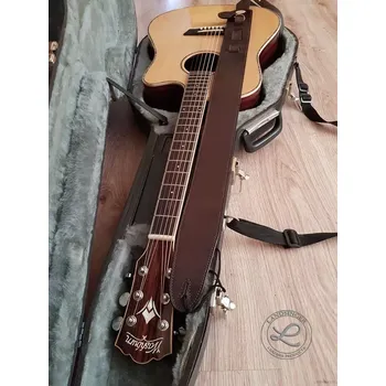 Kytarový popruh KOŽENÝ POPRUH NA KYTARU - prošívaný (MOŽNOST VÍCE BAREVNÝCH VARIANT / LEATHER GUITAR STRAP – with stitching)