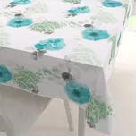 Teflonový obdélníkový ubrus TF-044 Tyrkysové růže na bílém 100x160 cm