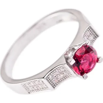 Prsten Stříbrný prsten s purpurovým kamínkem vel. 50