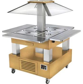 Vinotéka ROLLER GRILL International SALÁTOVÝ BAR CENTRÁLNÍ CHLADÍCÍ SBCM 40 F - MOTOROVÝ ZDVIH - SVĚTLÝ DUB