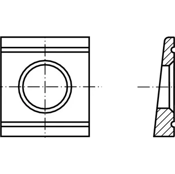 podložka PROFISTYL DIN 6918 podložka čtyřhranná klínová pro U nosníky (sklon 8%) 10.9 žárový pozink Varianta: DIN 6918 podložka čtyřhranná klínová pro U nosníky (sklon 8%) žárový zinek 13 pro M12