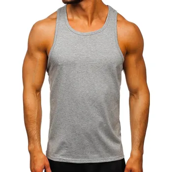 Pánská móda Šedé pánské tílko tank top bez potisku Bolf 99002 - 2XL