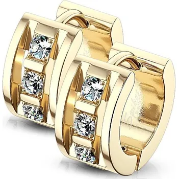 Náušnice Zlacené ocelové náušnice kruhy se zirkony