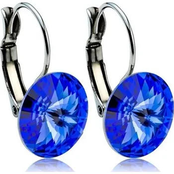 Náušnice Ocelové náušnice s krystaly Swarovski 12 mm, SAPPHIRE