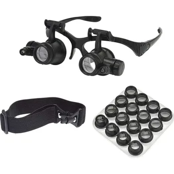 Zvětšovací brýle s LED přísvitem a výměnnými čočkami a 2.5X - 25x