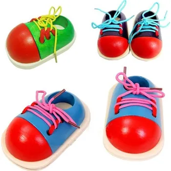 Dřevěná hračka Čína Montessori zavazovací bota