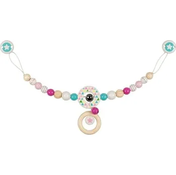 Hračka pro nejmenší Řetěz do kočárku dřevěný - Hvězda růžovo-tyrkysový (Heimess) - Doprodej