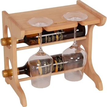 Stojan na víno Domácí vinotéka 646 - Malá vinotéka na 2 lahve a 2 skleničky