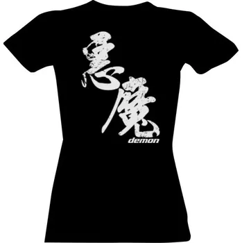 Dámské tričko Tričko s potiskem Demon s cool potiskem čínských znaků dámské