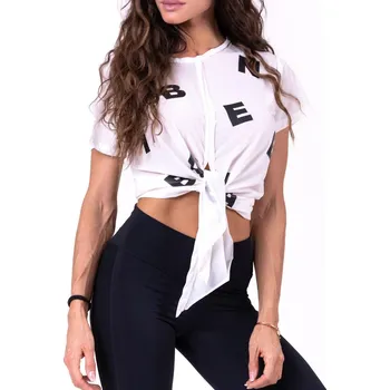 Dámské tričko Nebbia Tied Knot Top Letters 680 bílé M