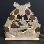 AMADEA Dřevěný svítící portál se šiškami, dýhový, 23 cm