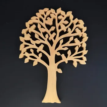 Hodiny AMADEA Dřevěný strom s ptáčky, masivní dřevo, výška 24 cm