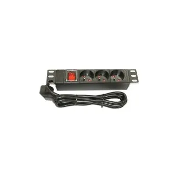 Rozvaděč XtendLan ZASUVKA3-10 Rozvodný panel, 10", 3x 230V, ČSN, vypínač, kabel 1,8m, černý ZASUVKA3-10