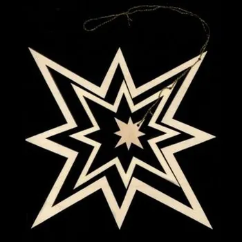 Vánoční dekorace AMADEA Dřevěná ozdoba 3D hvězda 27 cm