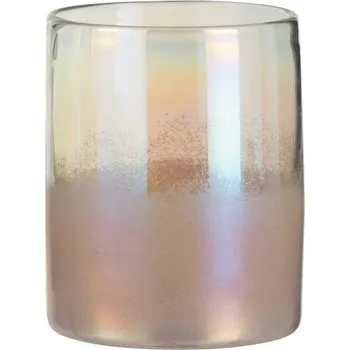 Váza Růžová skleněná perleťová váza Pearl pink - Ø 17*21cm