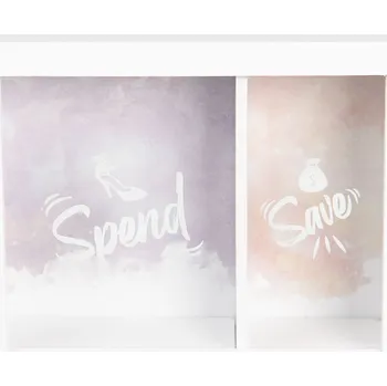 Pokladnička Clayre & Eef Dřevěná pokladnička Spend & Save - 20*7*16 cm bílá