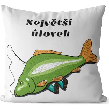 Dekorativní polštářek Polštář Největší úlovek (Velikost: 40 x 40 cm)