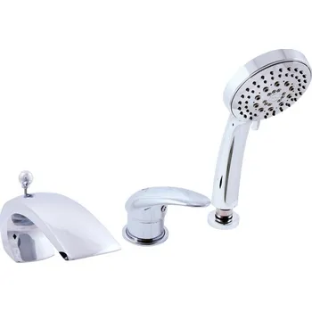 RAV SLEZÁK Baterie vanová stojánková s přepínačem, s hadicí a sprchou-zlato D472.0SZ