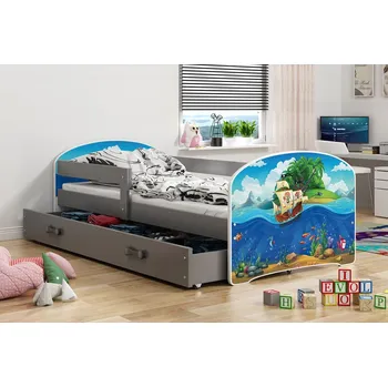 Postel ImportWorld Dětská postel Felix 1 80x160 s úložným prostorem - 1 osoba - Grafit, Piráti