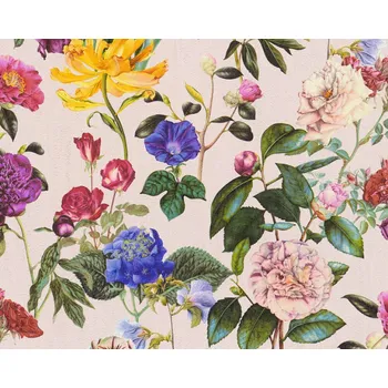Tapeta Vliesová tapeta modrá, žlutá, zelená, růžová, červená - květy, květiny 373363 / Tapety na zeď 37336-3 Trendwall (0,53 x 10,05 m) A.S.Création
